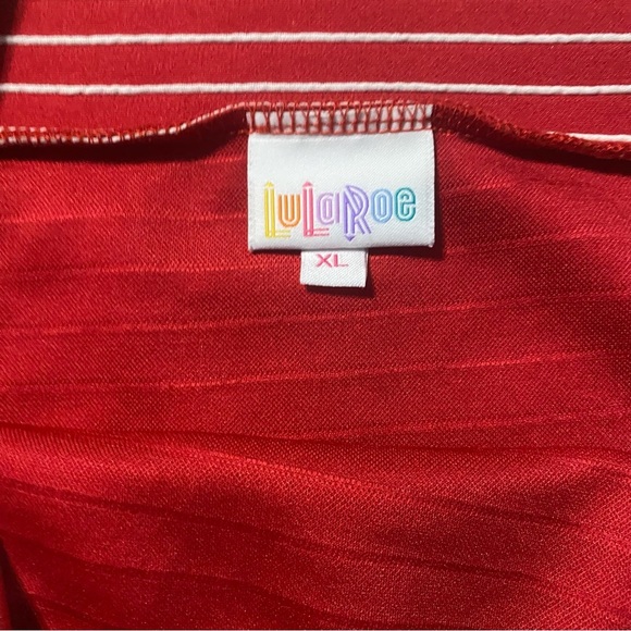 Lularoe Red White Striped Stretch Soft Knit Pencil Skirt - Picture 4 of 5